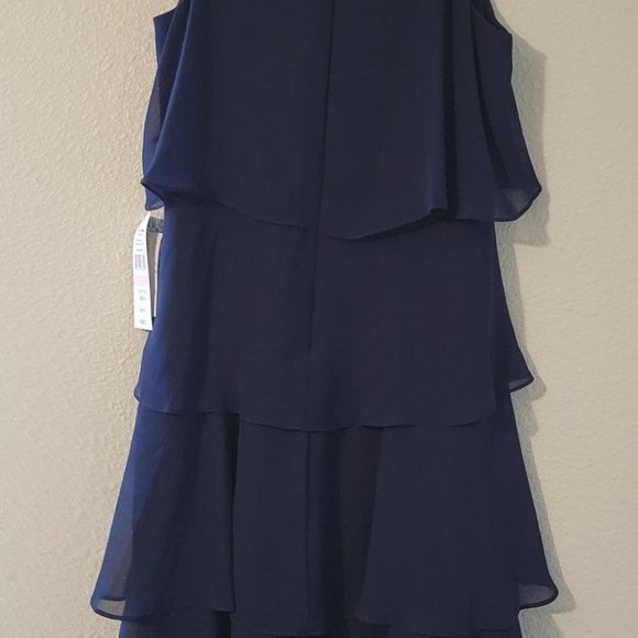 SL FASHIONS NAVY BLUE MISSY FLAPPER STYLE COCKTAIL DRESS-NWT - Picture 3 of 10